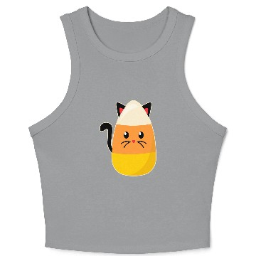 Discover Candy Corn Cat Halloween Crop Tank Top