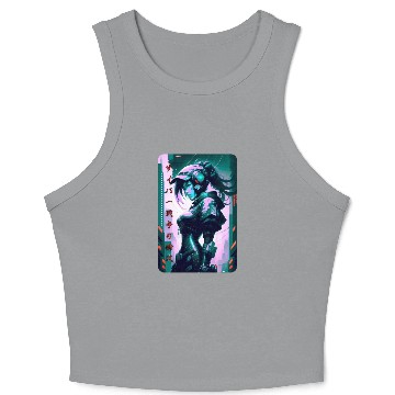 Discover Neon Nights: A Cyberpunk Design 6 Crop Tank Top
