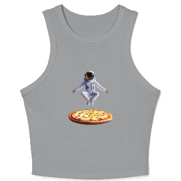 Discover Hovering astronaut over pizza Crop Tank Top