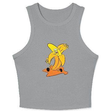 Discover funny running banana Crop Tank Top