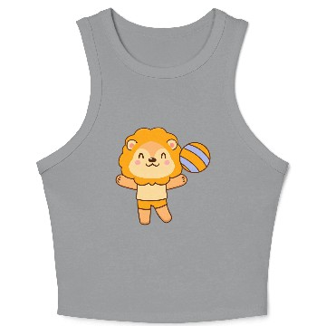 Discover Lion playing volleyball Crop Tank Top