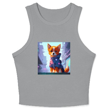 Discover Cute Cyberpunk Dog Crop Tank Top