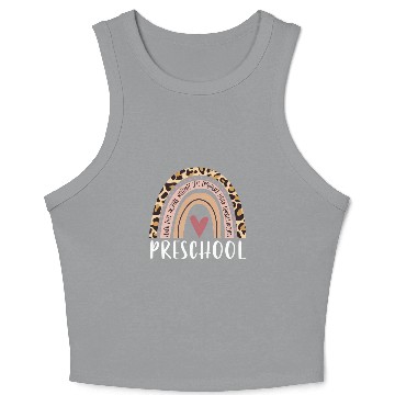 Discover Leopard Rainbow Preschool Teacher Prek Back To Sch Crop Tank Top