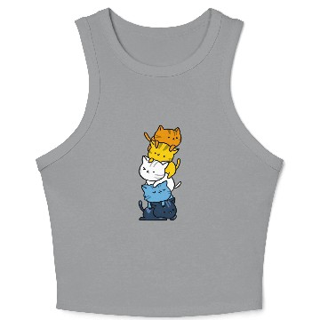Discover Kawaii Cat Pile Aroace Pride Flag Crop Tank Top