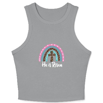 Discover Easter For Christian N Mom He Is Risen Leopard Crop Tank Top