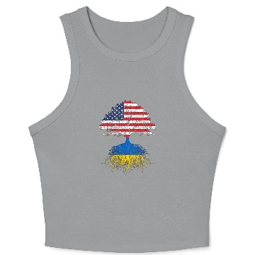Discover Ukrainian Roots Ukraine Us Flag Crop Tank Top