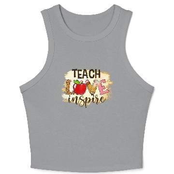 Discover Teach Love Inspire Back To School Leopard Teacher Crop Tank Top