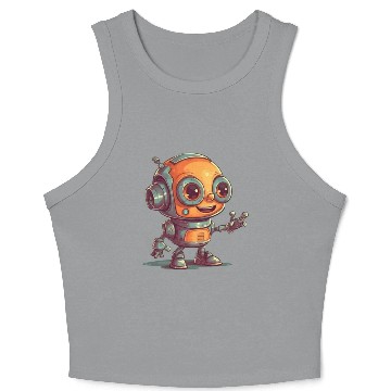 Discover Cute waving robot illustration technology friendly Crop Tank Top
