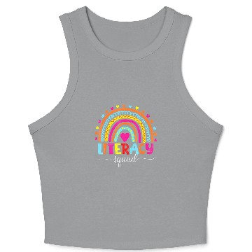 Discover Literacy Squad Reading Teacher Rainbow Back To Sch Crop Tank Top