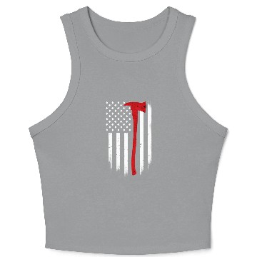 Discover Thin Red Line Flag Axe Firefighter Support Crop Tank Top
