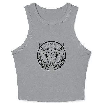 Discover Cow Skull Boho Crop Tank Top