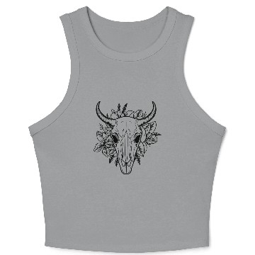 Discover Cow Skull Boho Crop Tank Top