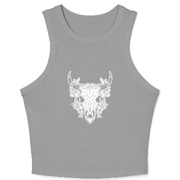 Discover Cow Skull Boho Crop Tank Top