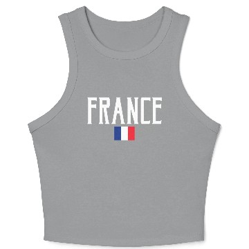 Discover France Flag White Text Crop Tank Top