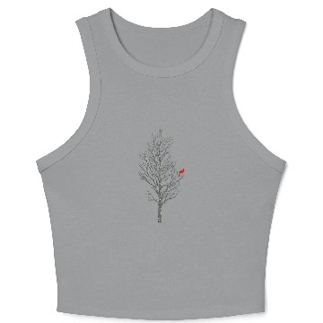 Discover Winter Tree W Cardinal Bird Crop Tank Top