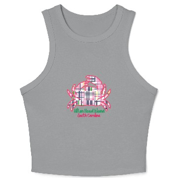 Discover Hilton Head Island Preppy Plaid Crab Crop Tank Top
