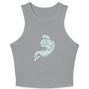 Discover Captain Catfish Drawing Crop Tank Top