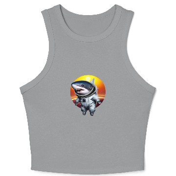 Discover Shark astronaut at sunset Crop Tank Top