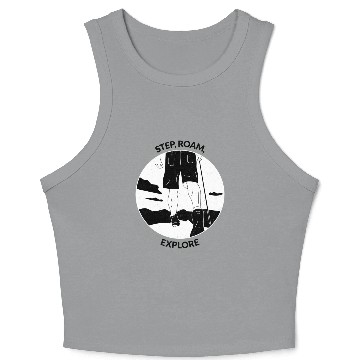 Discover Step, Roam, Explore Hiking Crop Tank Top