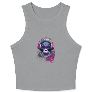Discover Graffiti Inspired Chimpanzee Ink & Paint Splatters Crop Tank Top