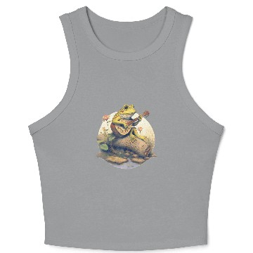 Discover Frog Playing Banjo On Log Vintage Crop Tank Top