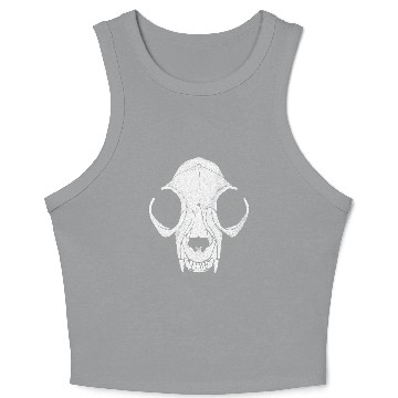 Discover Cat Skull Pointillism Crop Tank Top