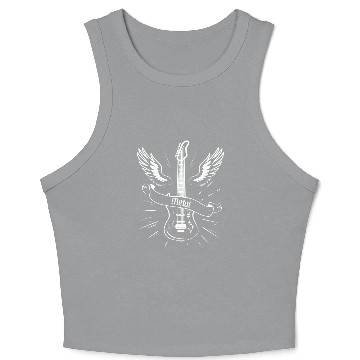 Discover Black Hard Rock Guitar Crop Tank Top
