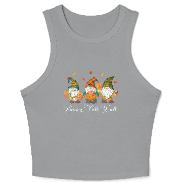 Discover Happy Fall Y'all Thanksgiving Gnome Pumpkin Crop Tank Top