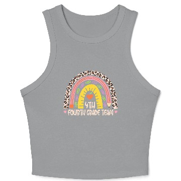 Discover 4th Grade Team Back To School Leopard Rainbow Crop Tank Top
