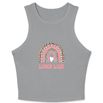 Discover Lunch Lady Leopard Rainbow Back To School Crop Tank Top