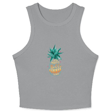 Discover Tropical Pineapple Hawaii Surf Hello Summer Crop Tank Top