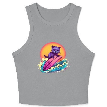Discover Cool Cat Surfing Crop Tank Top