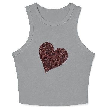 Discover dark red heart in paisley pattern style Crop Tank Top