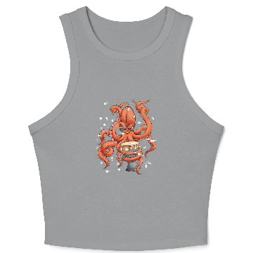 Discover Music Lover Bongo Drums Musician Octopus Crop Tank Top