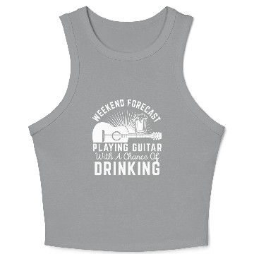 Discover Weekend Forecast Playing Guitar Drinking Beer Crop Tank Top
