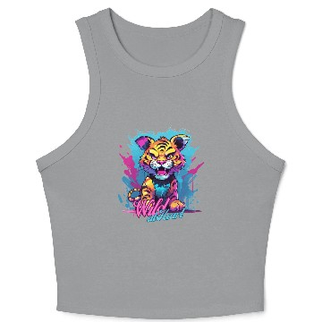 Discover Vibrant Synthwave Sabertooth Tiger Graffiti Kids Crop Tank Top