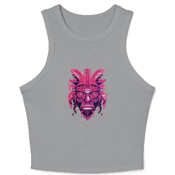 Discover Ancient Aztec Mask in magenta Crop Tank Top