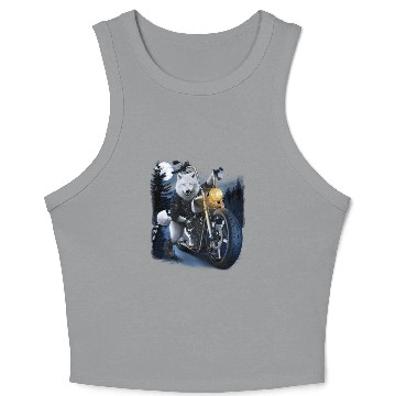 Discover Wolf Riding Chopper Motorcycle In Full Moon Crop Tank Top