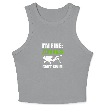 Discover Zombies Can't Swim Comedian Gift Crop Tank Top