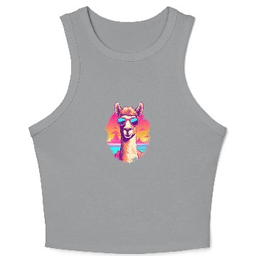 Discover Funny Alpaca with Sunglasses - Alpacatude Crop Tank Top