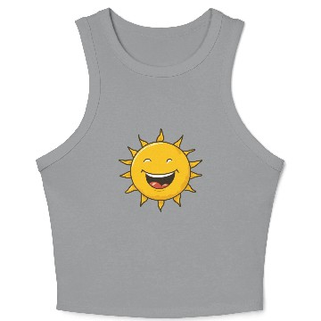 Discover Funny smiling sun logo Crop Tank Top