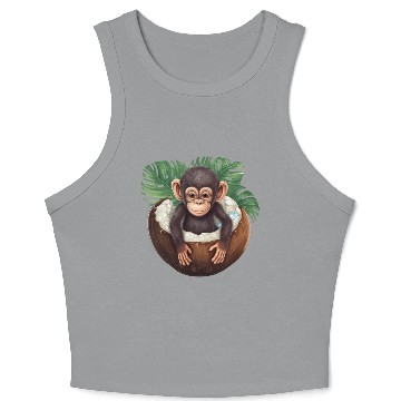 Discover Monkey Bathing in Coconut - Fun Summer Design Crop Tank Top