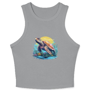 Discover Serene Underwater Turtle Crop Tank Top