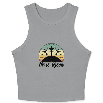 Discover He Is Risen Jesus 70s Easter Religious Christian C Crop Tank Top