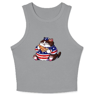 Discover Fat American pizza cat Crop Tank Top