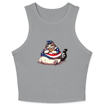 Discover Fat American pizza cat Crop Tank Top