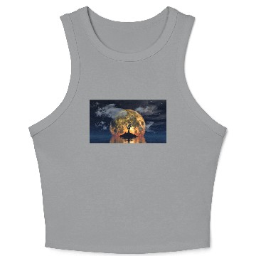 Discover spooky tree against big moon Crop Tank Top
