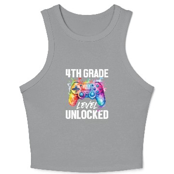 Discover 4th Grade Level Unlocked Back to School Video Game Crop Tank Top