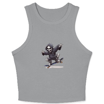 Discover Grim Reaper Shreds the Streets: Skateboarding for Crop Tank Top