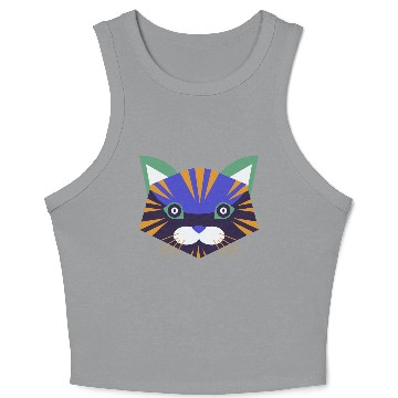 Discover Colorful Cat Face Crop Tank Top
